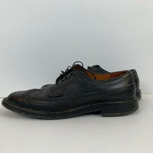 Keith Highlanders Long Wingtip Oxfords Vtg Leather Lace Up Black 12821R Size 9